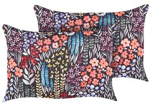 Set di 2 cuscini da esterno in poliestere multicolore 40 x 60 cm Cuscino rettangolare con stampa floreale da giardino Patio Beliani