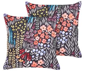 Set di 2 cuscini da esterno in poliestere multicolore 45 x 45 cm Cuscino quadrato con stampa floreale da giardino Patio Beliani