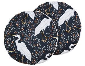 Set di 2 cuscini da giardino in tessuto di poliestere nero motivo uccelli ⌀ 40 cm resistente all'acqua Beliani