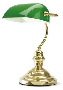 Lampada Da Scrivania In Metallo Classica Ministero Oro Verde 1 Luce E14 Grande