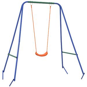 Outsunny Altalena da Giardino 2 in 1 per Neonati e Bambini da 6 Mesi a 8 Anni, Arancione e Blu