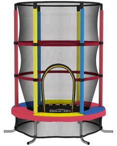 HOMCOM Trampolino per Bambini 3-6 Anni con Rete di Sicurezza, Senza Molle, Ø160x190 cm, Multicolore | Aosom Italy