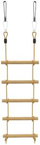 AIYAPLAY Scaletta per Bambini 3-8 Anni a 5 Pioli con Fibbie e Cinghie, in Legno e PE, color Legno | Aosom Italy