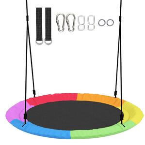 AIYAPLAY Altalena Nido per Bambini 3-8 Anni con Corde e Cinghie, in PE e Tessuto Oxford, 120x120x180 cm, Multicolore | Aosom Italy