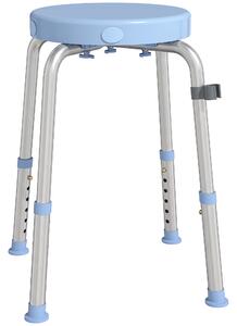 HOMCOM Sgabello da Doccia Girevole, 5 Altezza Regolabile, Antiscivolo, in Lega di Alluminio, Portata 136kg, Celeste | Aosom Italy