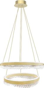 Moderna lampada a sospensione dorata con due anelli decorativi, Ø60 cm, Ø40 cm, colore neutro, LED, 85 W, PRECIOSA Milagro