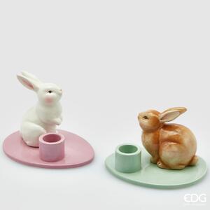 Portacandela Coniglio h8,5 cm Rosa - EDG Enzo De Gasperi