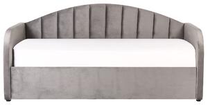 Letto estraibile in velluto grigio 90 x 200 cm con struttura imbottita moderna glamour per la cameretta dei bambini ospiti Beliani