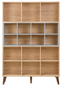 Libreria in legno chiaro con scaffale scandinavo a 5 ripiani grigio 174 x 120 x 30 cm Beliani