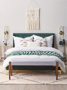 Coperta in acrilico bianco crema verde 130 x 170 cm copriletto in poliestere motivo floreale con frange soggiorno camera da letto Beliani