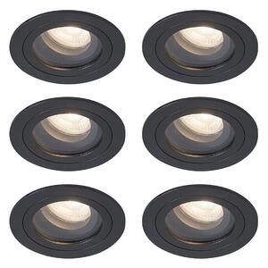 Set di 6 faretti da incasso moderni neri orientabili e inclinabili IP44 - Chuck