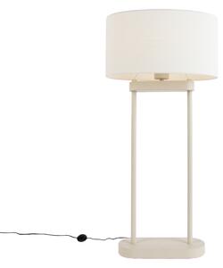 Lampada da terra beige con paralume ovale bianco in lino 35 cm - Thijmen