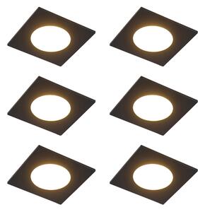 Set di 6 faretti da incasso moderni neri con LED dimmerabile a 3 livelli IP65 - Simply