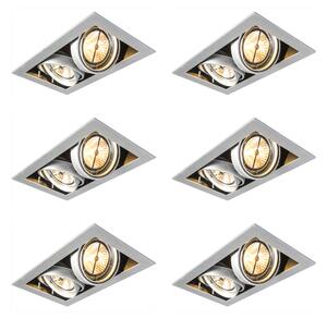 Set di 6 faretti da incasso in acciaio AR111 orientabili 2 luci - Oneon