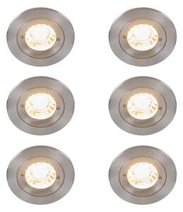 Set di 6 faretti da incasso moderni in acciaio rotondi IP44 - Xena