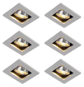 Set di 6 faretti da incasso moderni in alluminio orientabili e inclinabili GU10 50mm - Qure