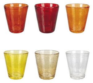 Bicchieri ACQUA set 6 in Vetro Multicolor In Pasta di Vetro CANCUN SUNSET Decoro finemente lavorato , diametro 8 x h 10 cm 330 Ml