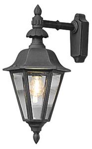 Applique Konstsmide Pallas in alluminio laccato nero con vetro acrilico color fumo. Vetro acrilico