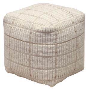 TESSA - pouf in lana avorio con decoro 40 x 40