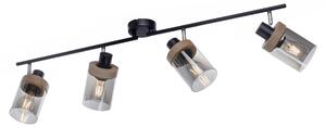 Faretto - Marrone - Grigio - Nero - Vetro - Legno - Metallo - 4 fiamme - L 114 cm