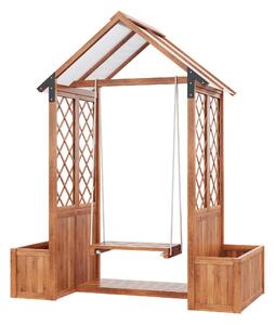 Vaso con grigliato e altalena per giardino, cortile, terrazza, per piante rampicanti, 142x70x163 cm, Marrone