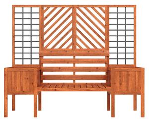 Fioriera con grigliato e seduta per giardino, cortile, terrazza, per piante rampicanti, 170x42x145 cm, Marrone