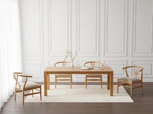 Sedia in Teak e Tessuto Naturale e Beige - POGIANA