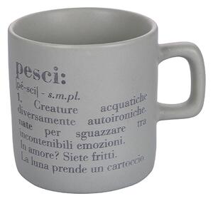 Tazzina Caffè Zodiaco "pesci" Ø6x6,5 cm in Bone China VdE Tivoli 1996 Grigio Chiaro