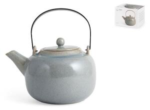 Teiera in stoneware grigio con coperchio e filtro in acciaio inox lt 0,95