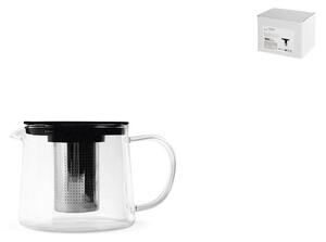 Teiera bassa in vetro borosilicato trasparente con filtro in acciaio inox 18/10 lt 1