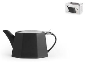 Teiera in stoneware nero con coperchio e filtro in acciaio inox lt 0,85