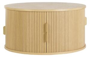 Tavolino rotondo in finitura legno chiaro rovere con 2 ante scorrevoli D80 cm EPIC