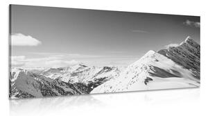 Quadro su tela – Catena montuosa innevata in bianco e nero
