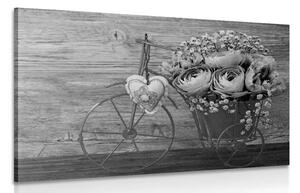 Quadro su tela – Fiori in bianco e nero in vaso vintage