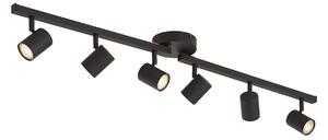 Faretto da soffitto moderno nero 6 luci GU10 50mm con retroilluminazione e interruttore a 3 vie - Back Up