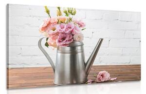 Quadro su tela – Bouquet di fiori in annaffiatoio