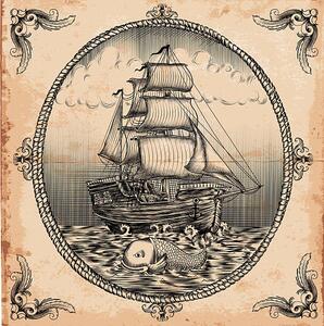 Illustrazione vintage sailboat, Man_Half-tube