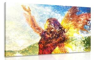 Quadro su tela – Donna dipinta in esecuzione magica