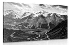 Quadro su tela – Panorama montano magnifico in bianco e nero