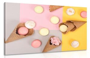 Stampa su tela – Macarons in cono