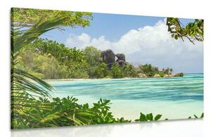 Quadro su tela – Spiaggia meravigliosa sull'isola di La Digue