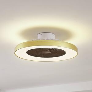 Ventilatore da soffitto Lindby LED Teleo, ottone, DC, silenzioso, Tuya