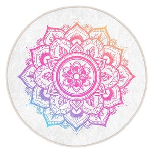 Tappeto rotondo lavabile bianco e rosa adatto ai robot aspirapolvere ø 120 cm Comfort - Mila Home