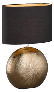 Lampada da tavolo nera/color bronzo in ceramica con paralume in tessuto (altezza 53 cm) Foro – Fischer & Honsel