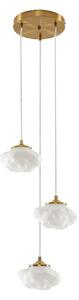 Lampada a sospensione Lindby, Piatra, dimmerabile, Bianco, Soggiorno, Vetro, Moderno