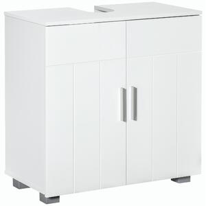 Kleankin Mobile Sotto Lavabo Bagno Salvaspazio a U con 2 Ante e Ripiano Interno Regolabile, 60x30x60cm, Bianco|Aosom