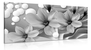 Quadro su tela – Magnolia in bianco e nero su sfondo astratto