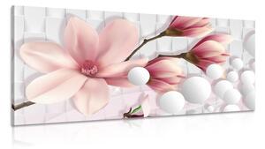 Stampa su tela – Magnolia con elementi astratti