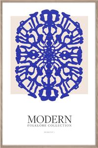 Dipinto stampato con cornice inclusa 60x90 cm Blue Folklore – Styler
