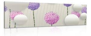 Quadro su tela – Fiori interessanti con elementi e motivi astratti